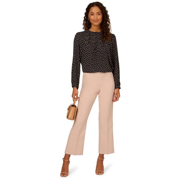 Adrianna Papell Long Sleeve Pintuck Ruffle Button Front Heart Print Blouse Sz L - Picture 5 of 13